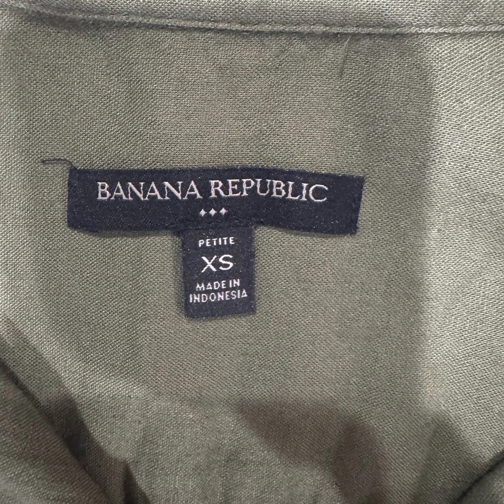 Banana Republic XS Petite Olive Linen Blend Belted Utility Romper